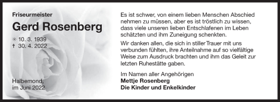 Traueranzeigen Von Gerd Rosenberg Ok Trauer De